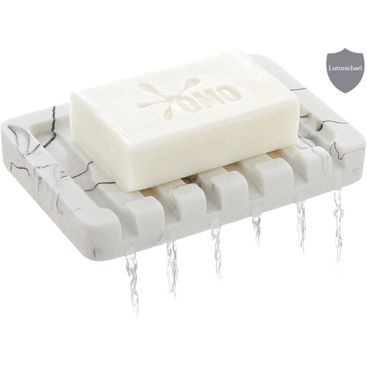 Ivy Bronx Self Draining Soap Dish, Marble Look Soap Dishes For Bar Soap